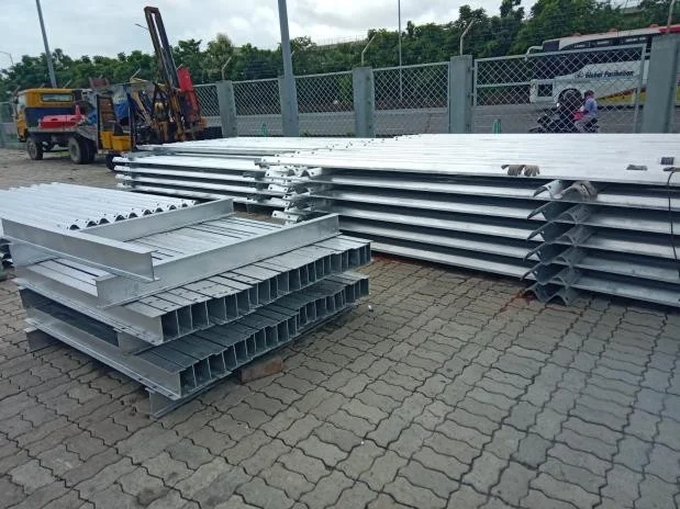 Galvanized guardrail installed beside a highway