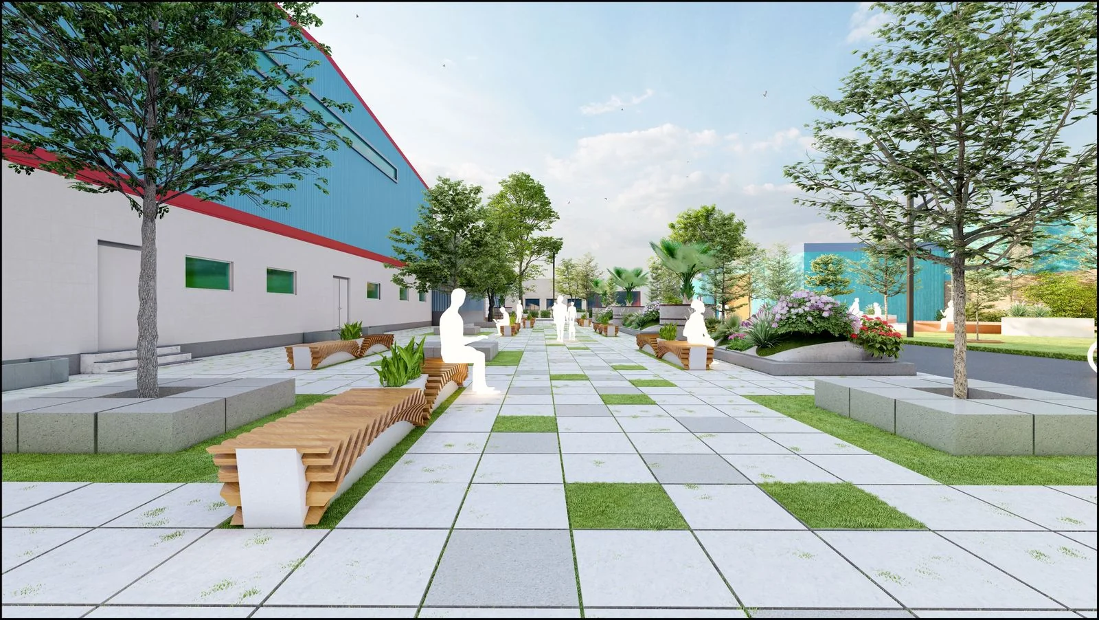 Design rendering of a central walkway — RHD- Tejgaon