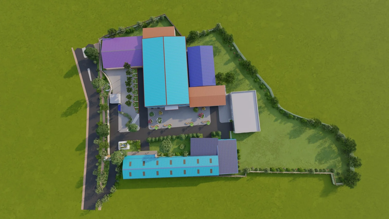 Plan-style rendering of the landscaped site — RHD- Tejgaon