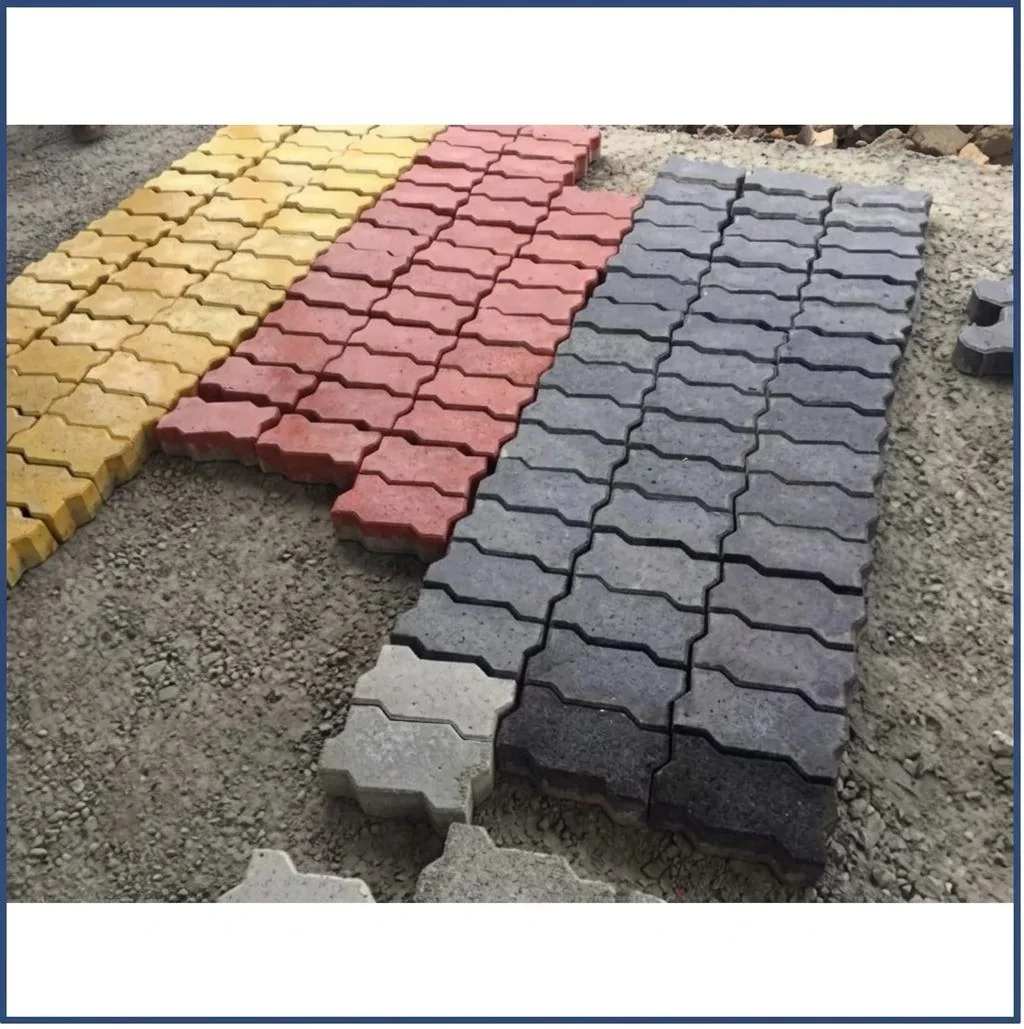 Coloured paving blocks arranged in patterns