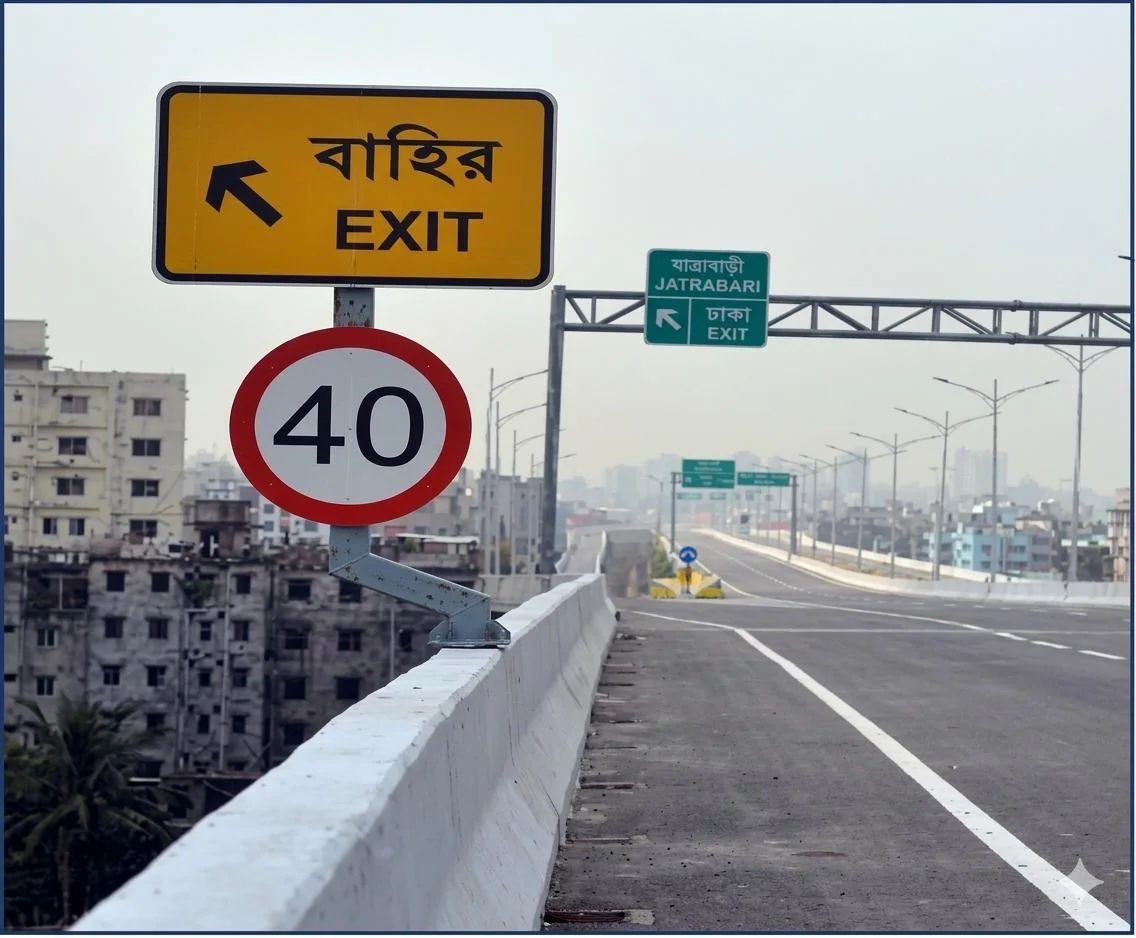 Exit direction and speed limit signs beside a highway