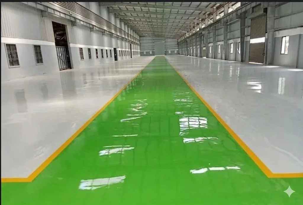 Green floor lane within an industrial facility
