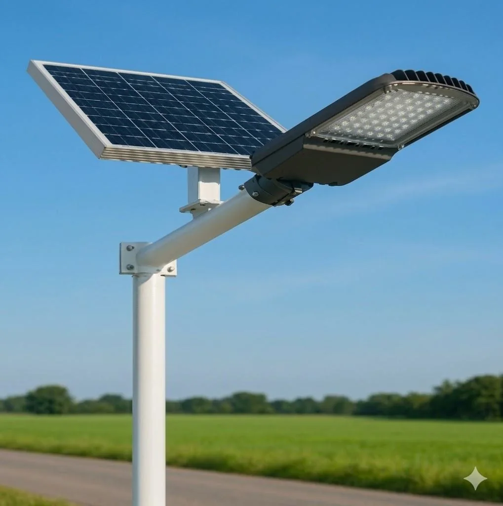 Solar panel and LED street light fixture