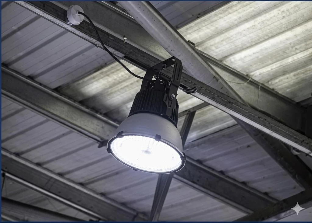 Building services installed below an industrial roof