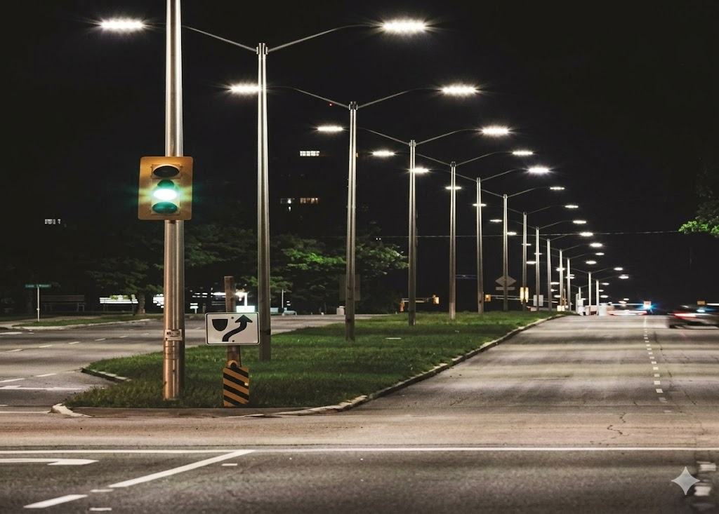 Lighting along a road corridor