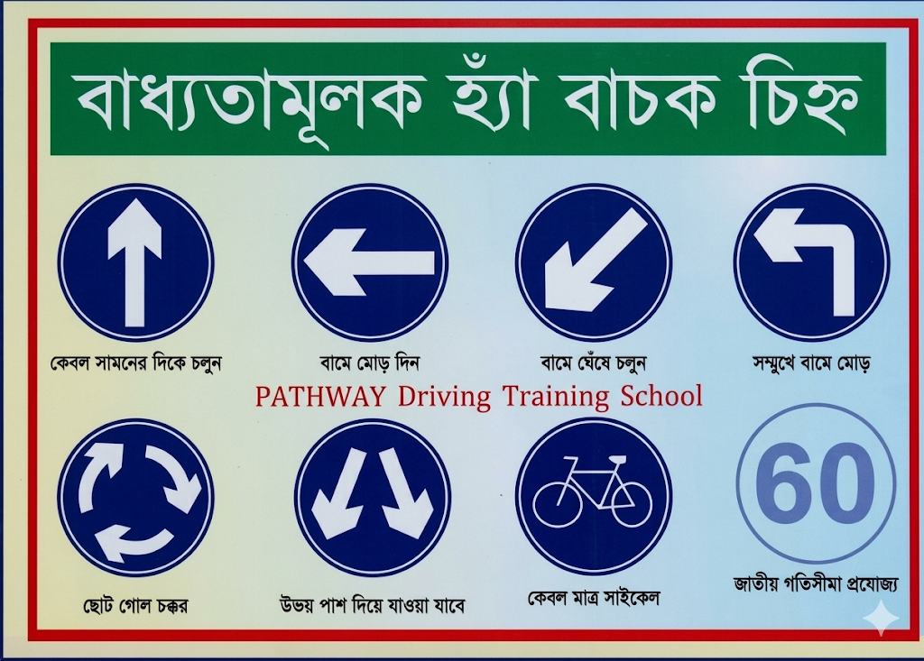 Blue traffic direction sign